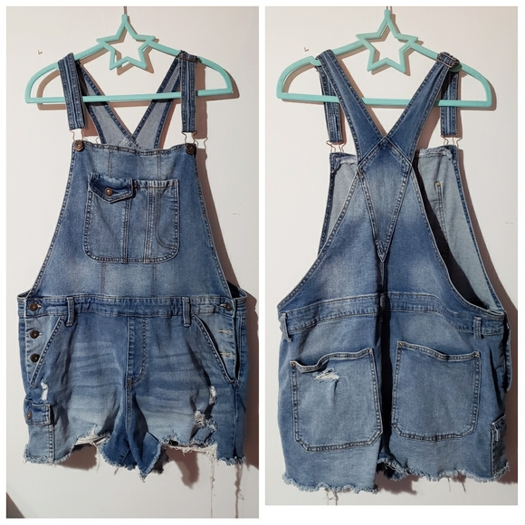 NWOT No boundaries Destructed Shortalls XXL (19) - Picture 2 of 5